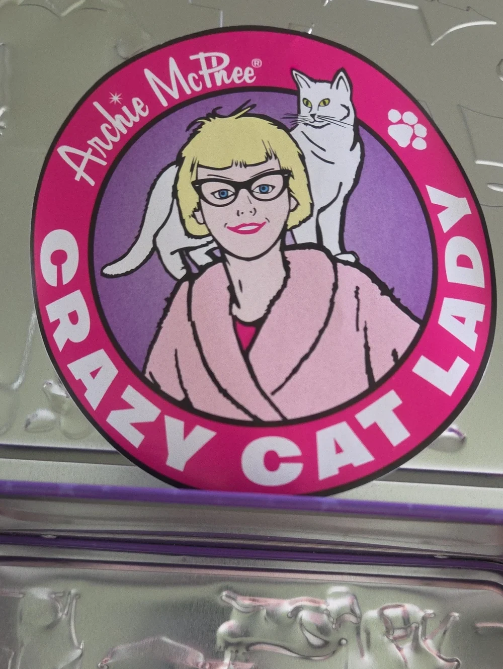 Crazy Cat Lady Pink Metal Lunchbox